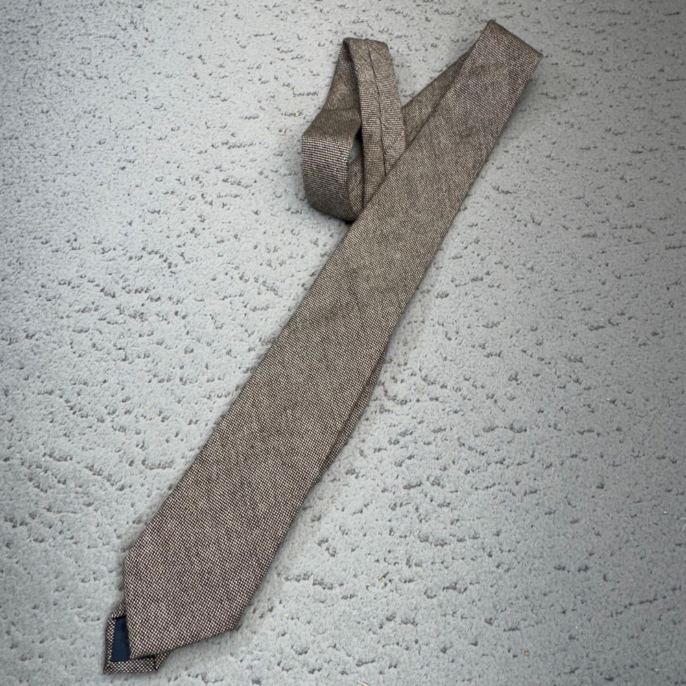 SuitSupply Tie Brown White Textured Wool Silk Italy Necktie